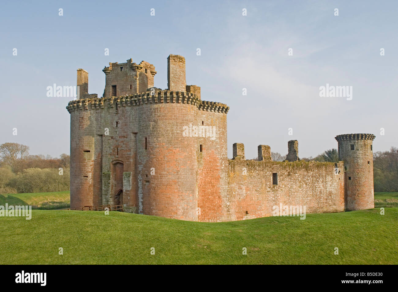Moated medieval stronghold of Caerlaverock Castle, Dumfries and Galloway, Scotland, Europe Stock Photo