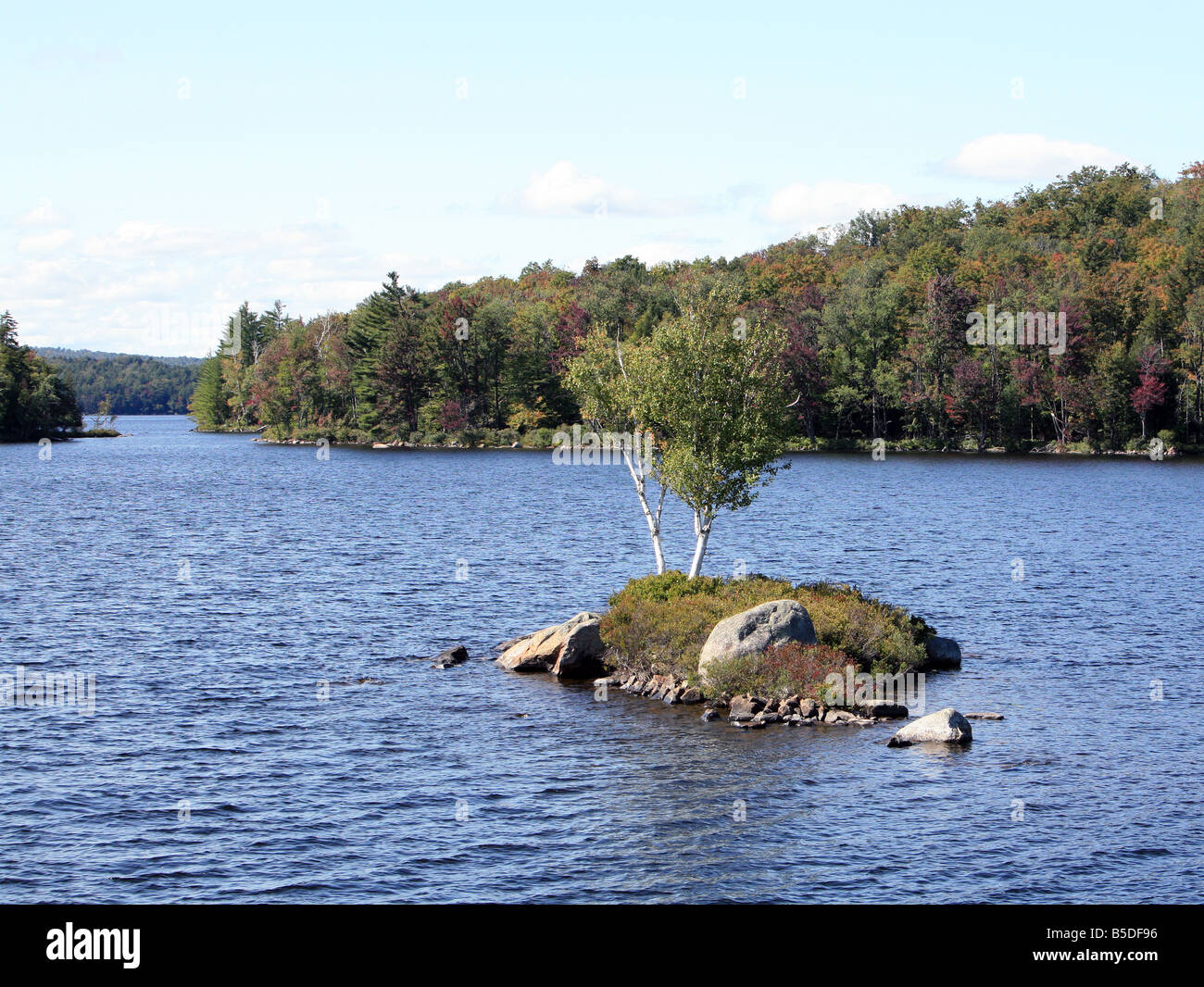 A very small island on Tupper Lake in the Adirondack state park of New York  Stock Photo - Alamy