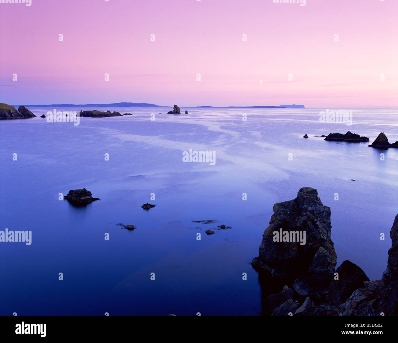 Sunset over the Sand Wick and Foula, Hillswick Ness, Northmavine