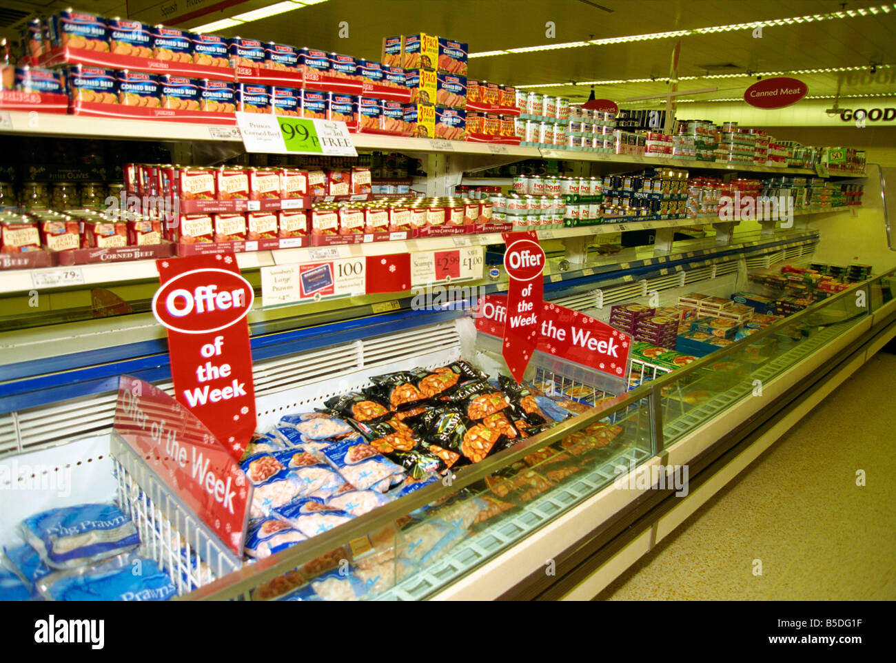 Interior of Sainsbury's supermarket, London, England, Europe Stock