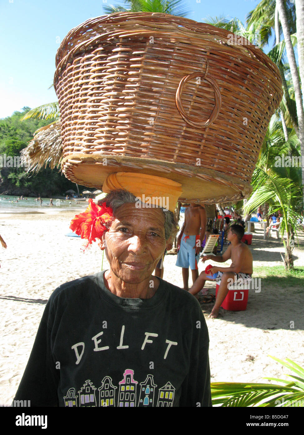 Old woman, seller cultural food, Sucre state, Peninsule of Paria Venezuela Stock Photo