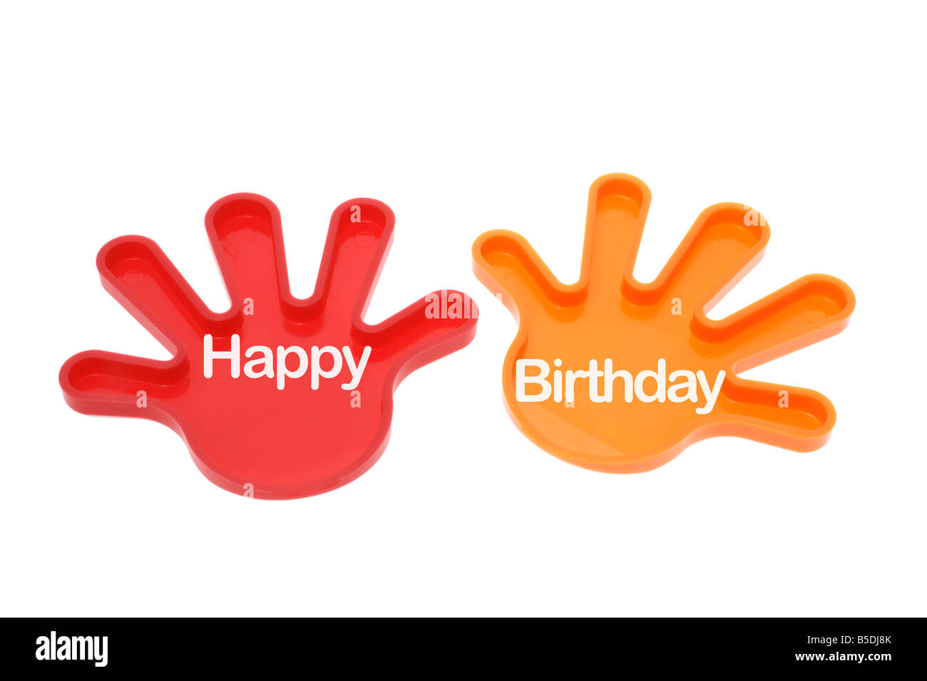 Toy Hands with Happy Birthday Greeting Stock Photo