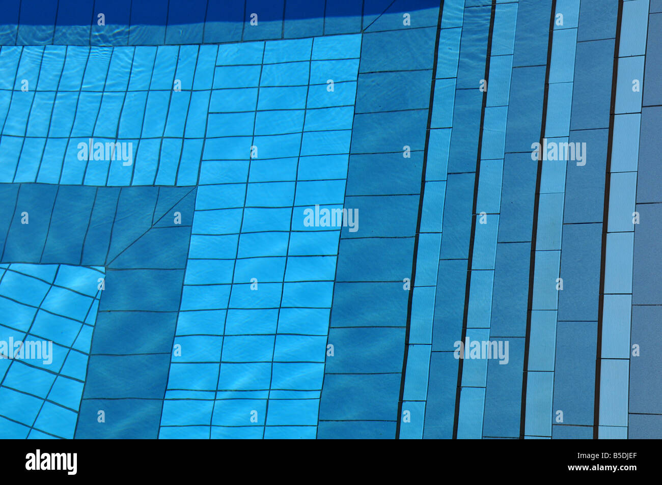 bird's-eye view of a blue swimmingpool Stock Photo