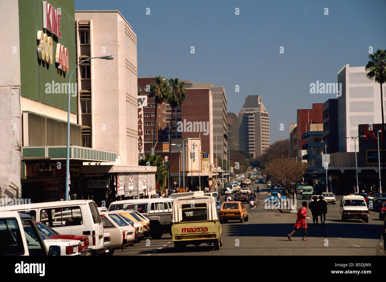 Street leading to ZANU-PF building, Harare, Zimbabwe, Africa Stock Photo