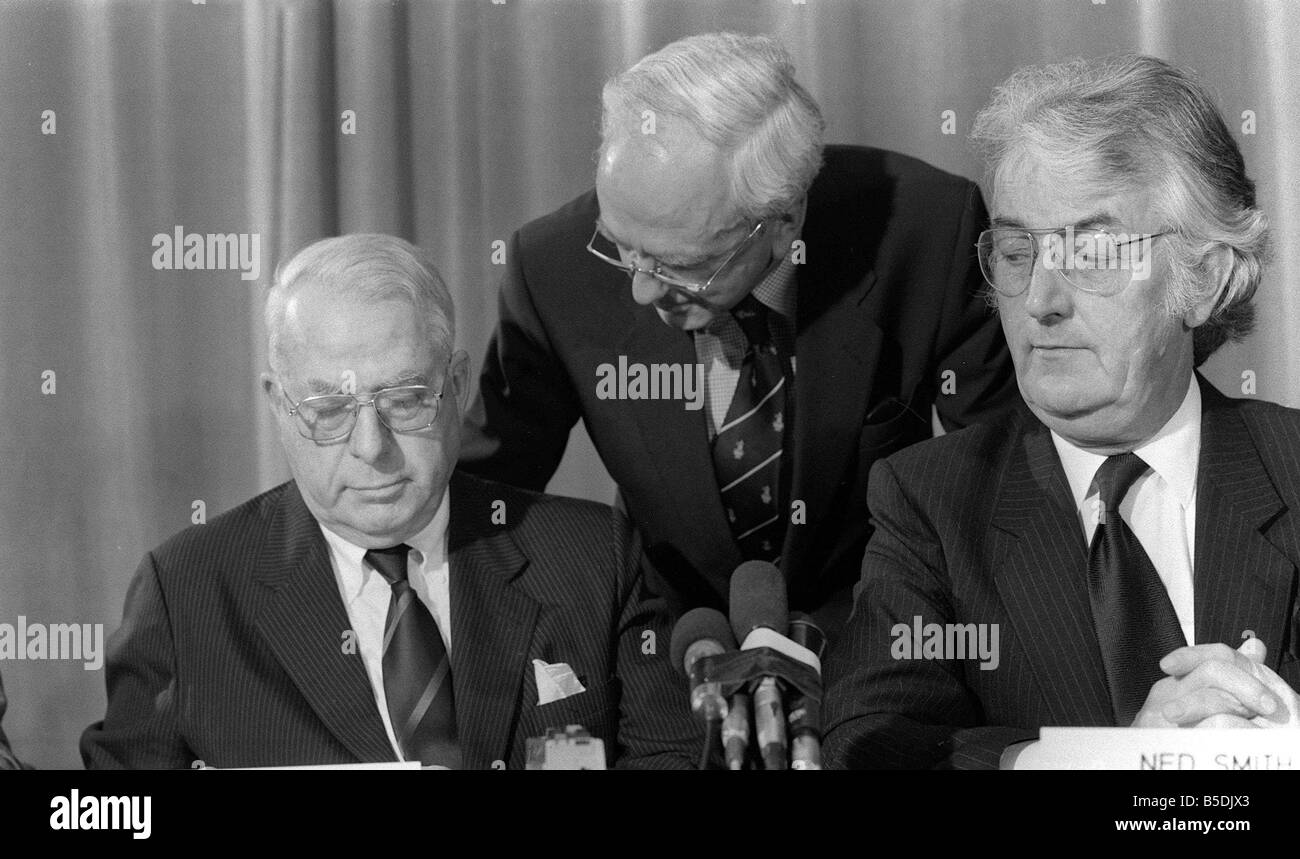 Sir Ian McGregor Chairman of the National Coal Board telling the media ...