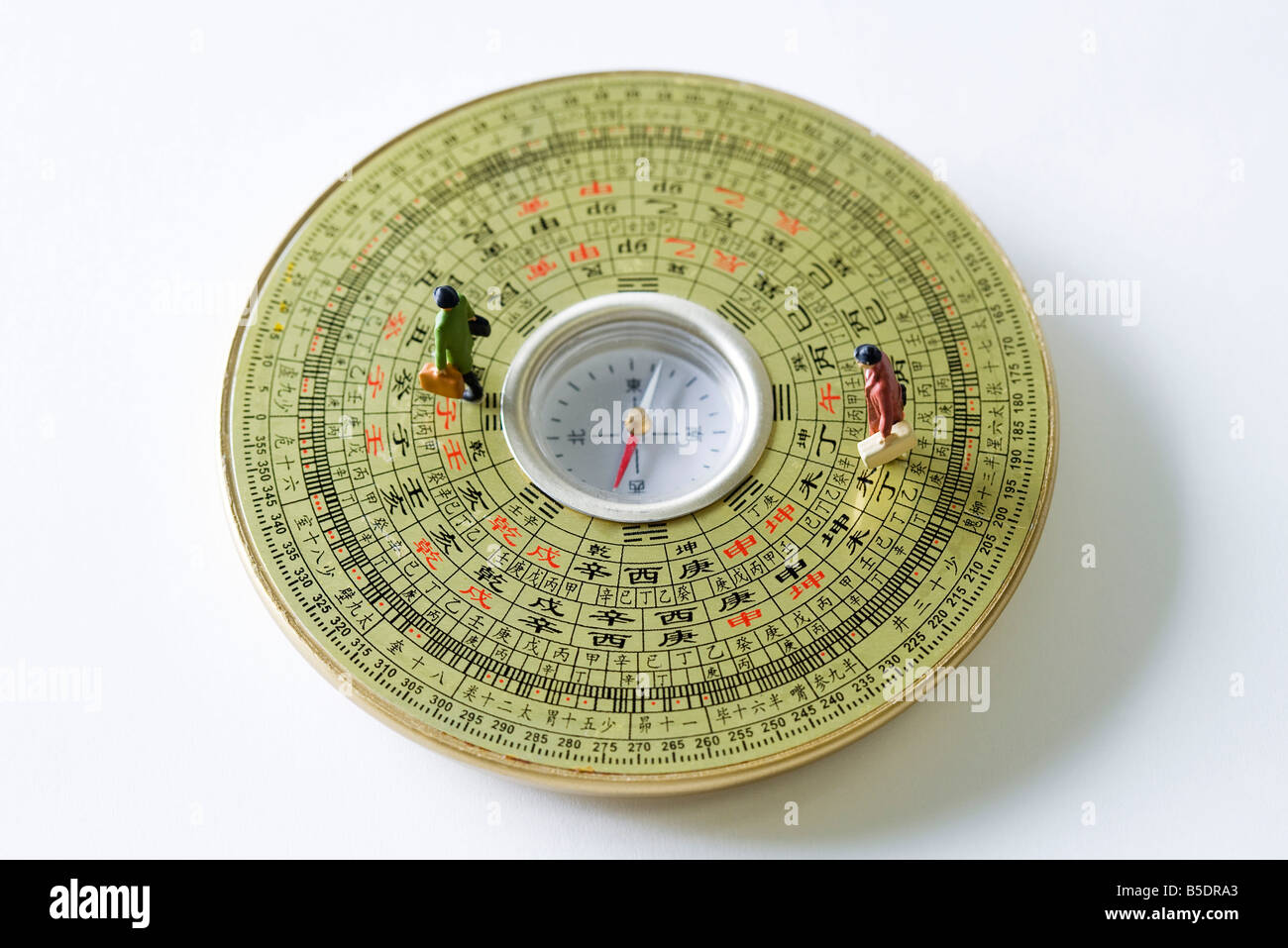 Miniature figures walking on Feng Shui compass Stock Photo - Alamy