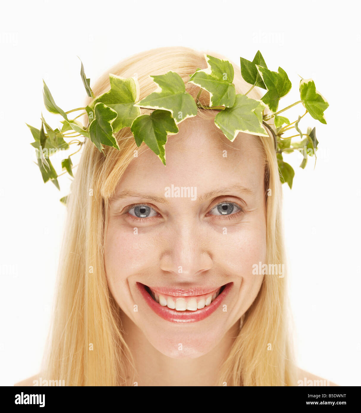 Blond woman wearing wreath hi-res stock photography and images - Alamy