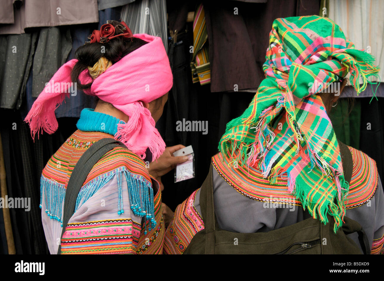 Back view of tribal headdress in vietnam hi-res stock photography and