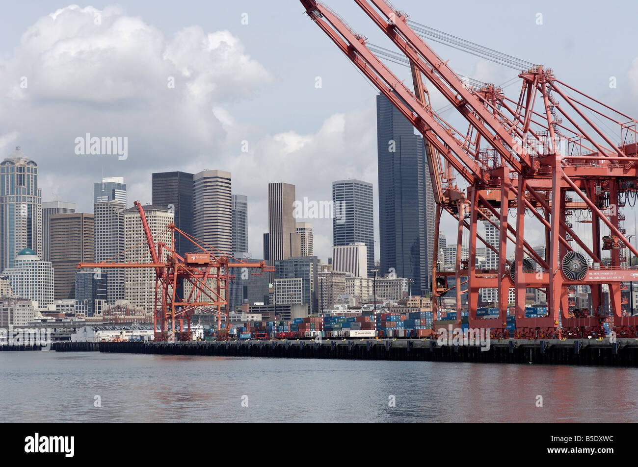 Seafront and harbour, Elliott Bay, Seattle, Washington State, USA, North America Stock Photo