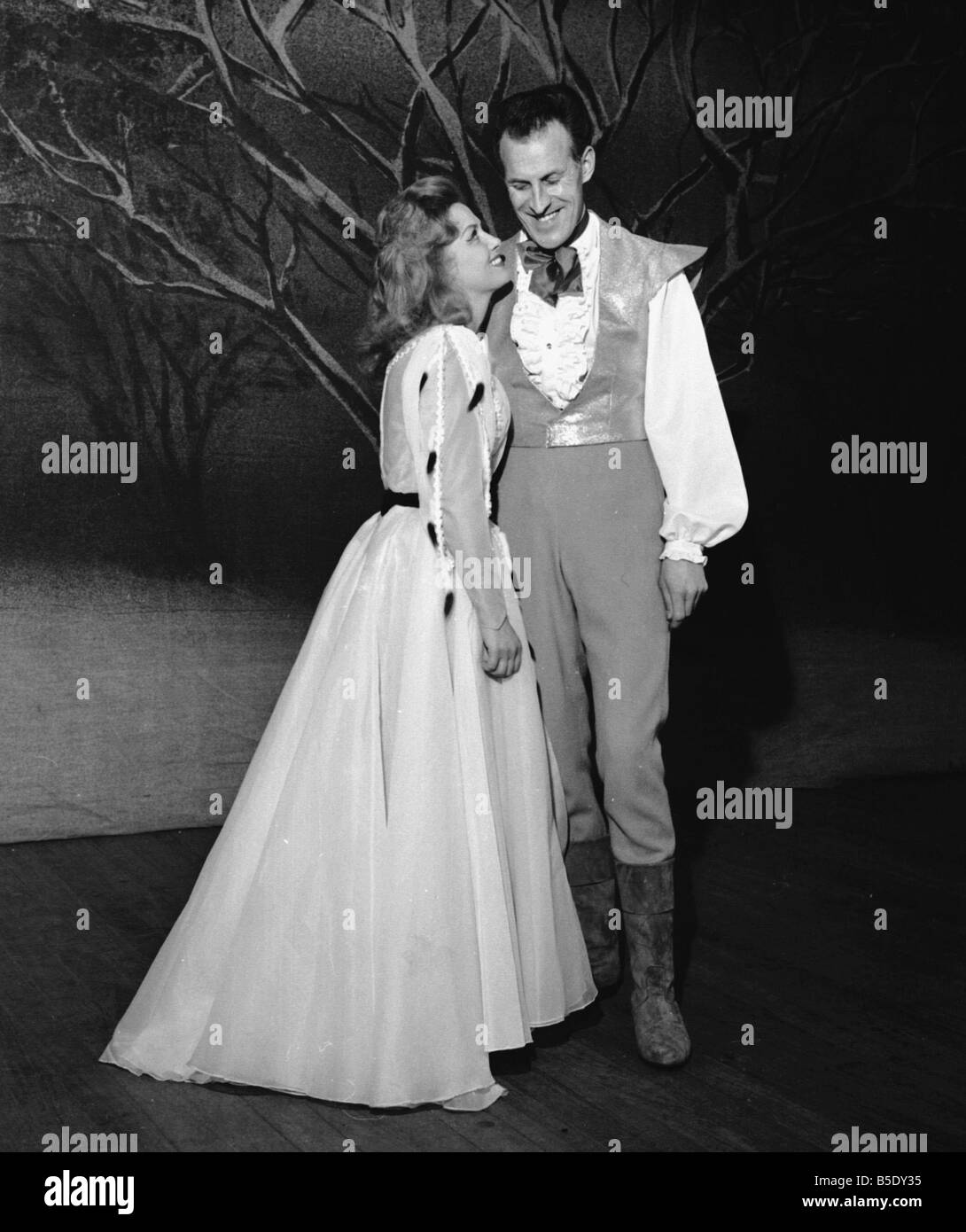 Bruce Forsyth with his co star from the panto Turn Again Wittington 1961 Stock Photo