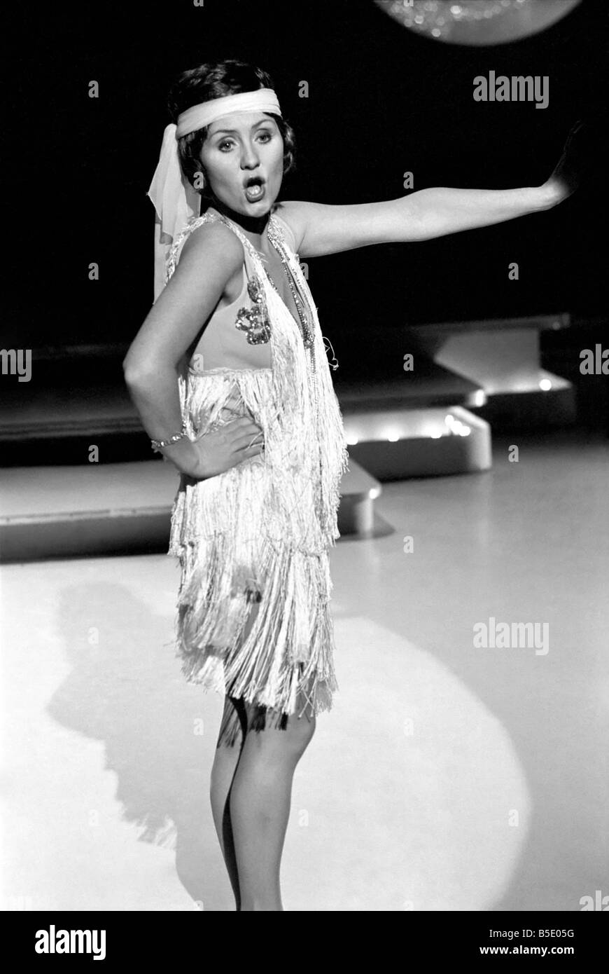 Singer Lulu seen here on the set of her TV show dressed as a 1920s flapper. February 1975 Stock Photo