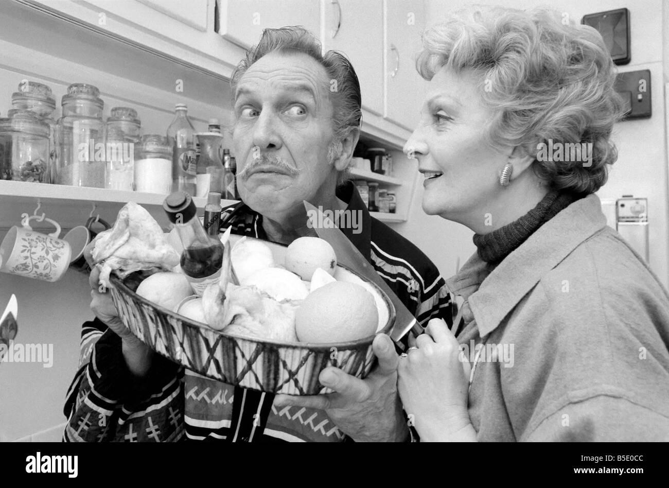 Actor and chef Vincent Price and his wife Coral seen here in the