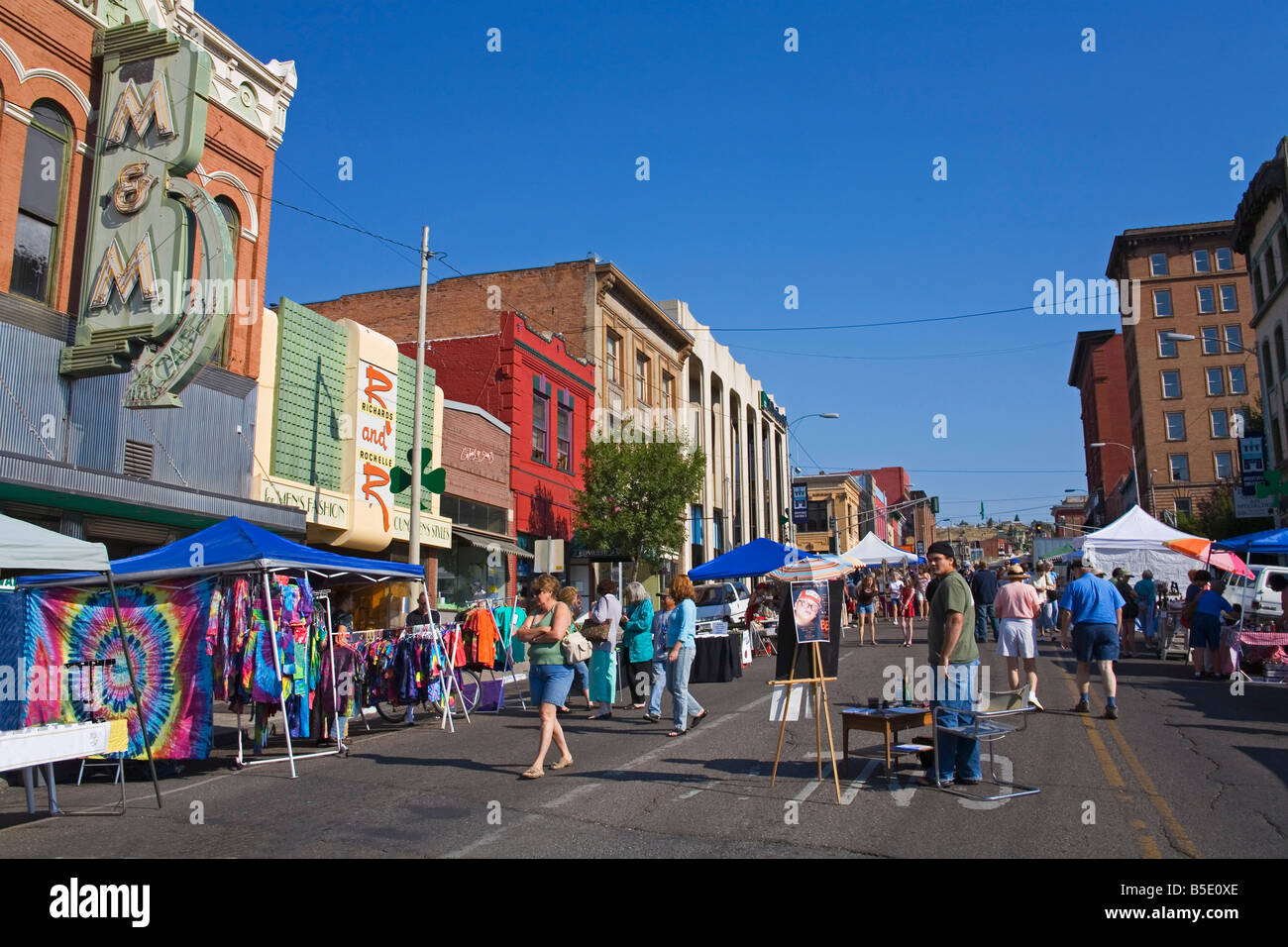 Farmers Market on Main Street, National Historic District, Butte, Montana, USA, North America