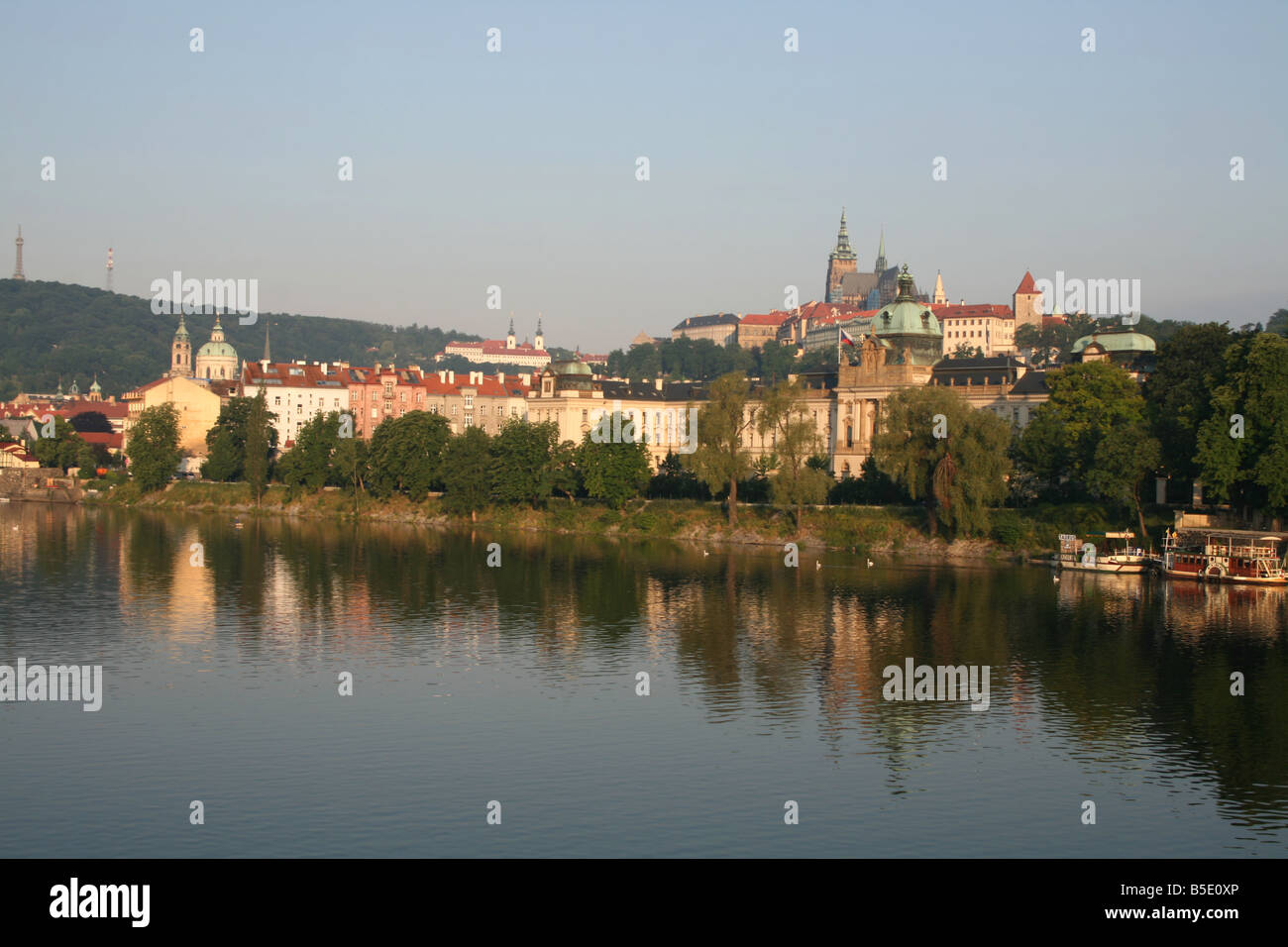 Prague Castle and Petrin Park with river Vltava  June 2008 Stock Photo