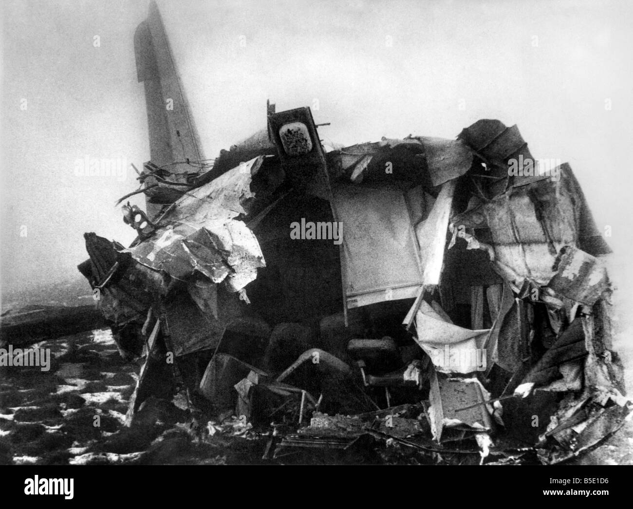 The wreckage of the Silver City Airways Bristol Wayfarer which crashed