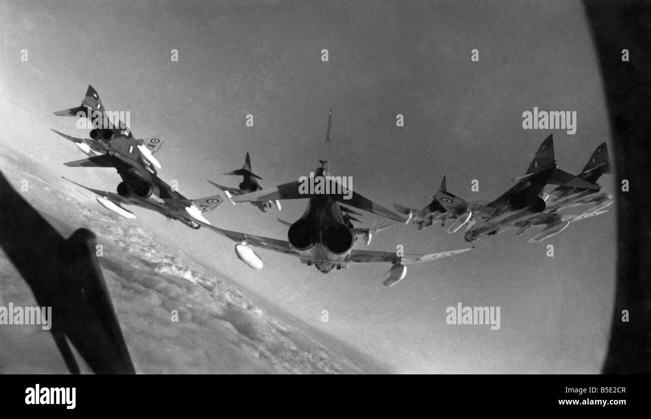 RAF McDonald Douglas Phantom fighter planes flying in formation &#13;&#10;January 1969 Stock Photo