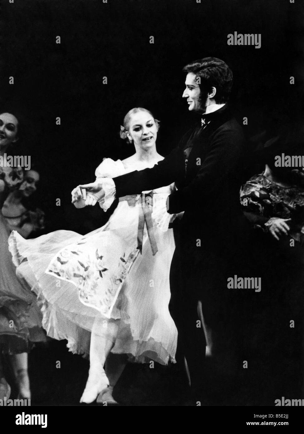 Heinz Clauss in the title role and Joyce Cuoco as Olga in the Stuttgart Balletıs performance of the John Cranko ballet ÊOneginË Stock Photo