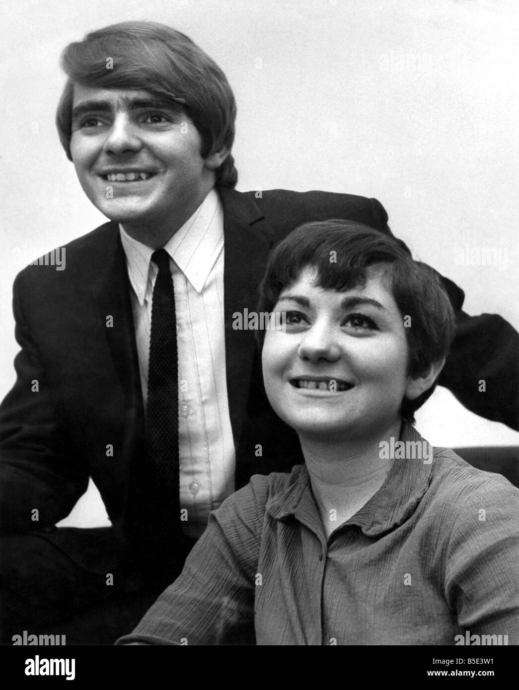 Jennie Moss who plays Lucile in the television soap opera Coronation Street with Bob Lang of the Mindbenders Pop group Jan. 1967 Stock Photo