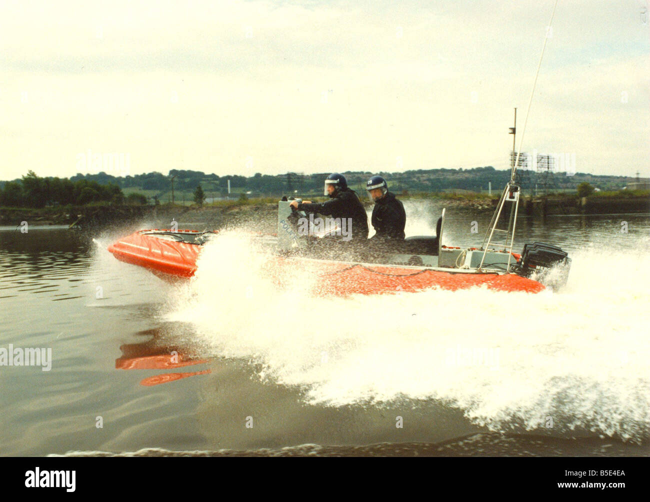 Northumbria Marine Division s new rigid inflatable Polmar speed boat going through it s paces with Sergeant Brian Eke and PC John Hern Stock Photo