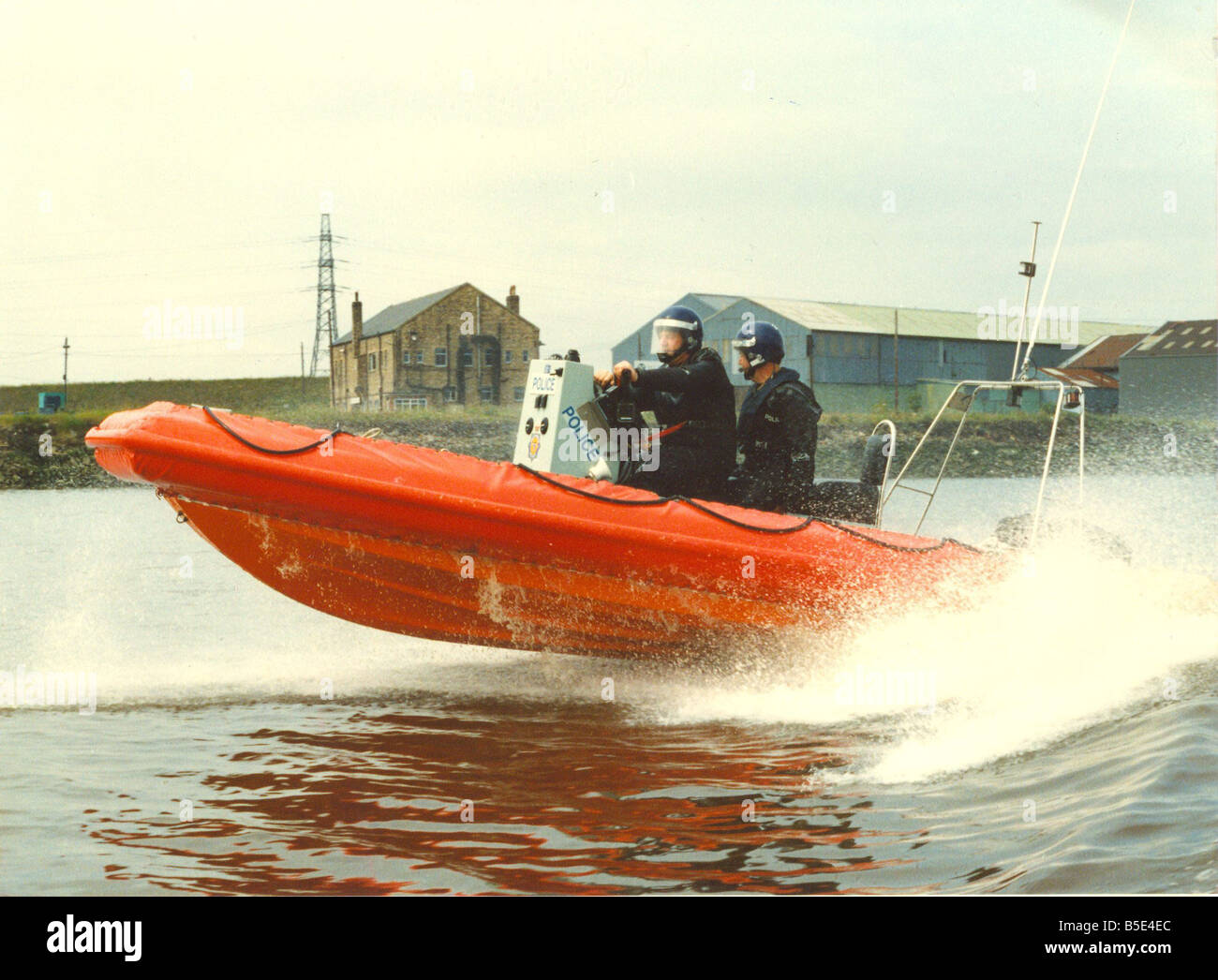 Northumbria Marine Division s new rigid inflatable Polmar speed boat going through it s paces with Sergeant Brian Eke and PC John Hern Stock Photo