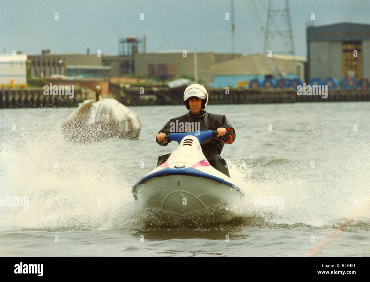 Instructor Tim Shaw puts the new police jet ski through its paces on the river Tyne at Newcastle Stock Photo