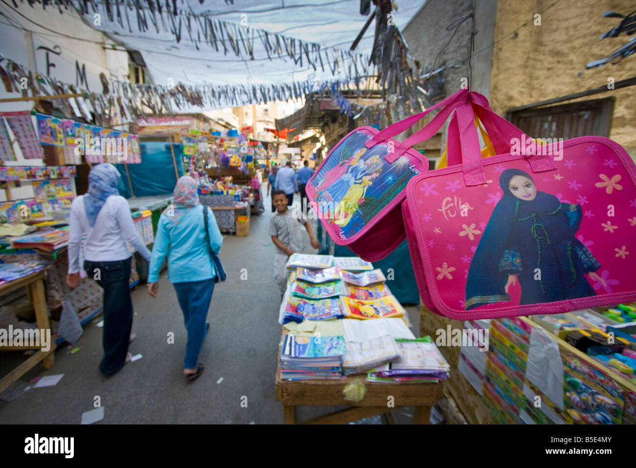 Girls Handbag in the Street Bazaar in Alexandria Egypt Stock Photo