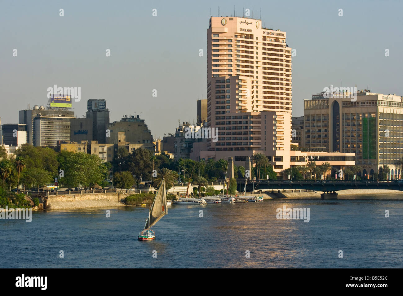 Felucca Sailboat on the Nile River in Cairo Egypt Stock Photo