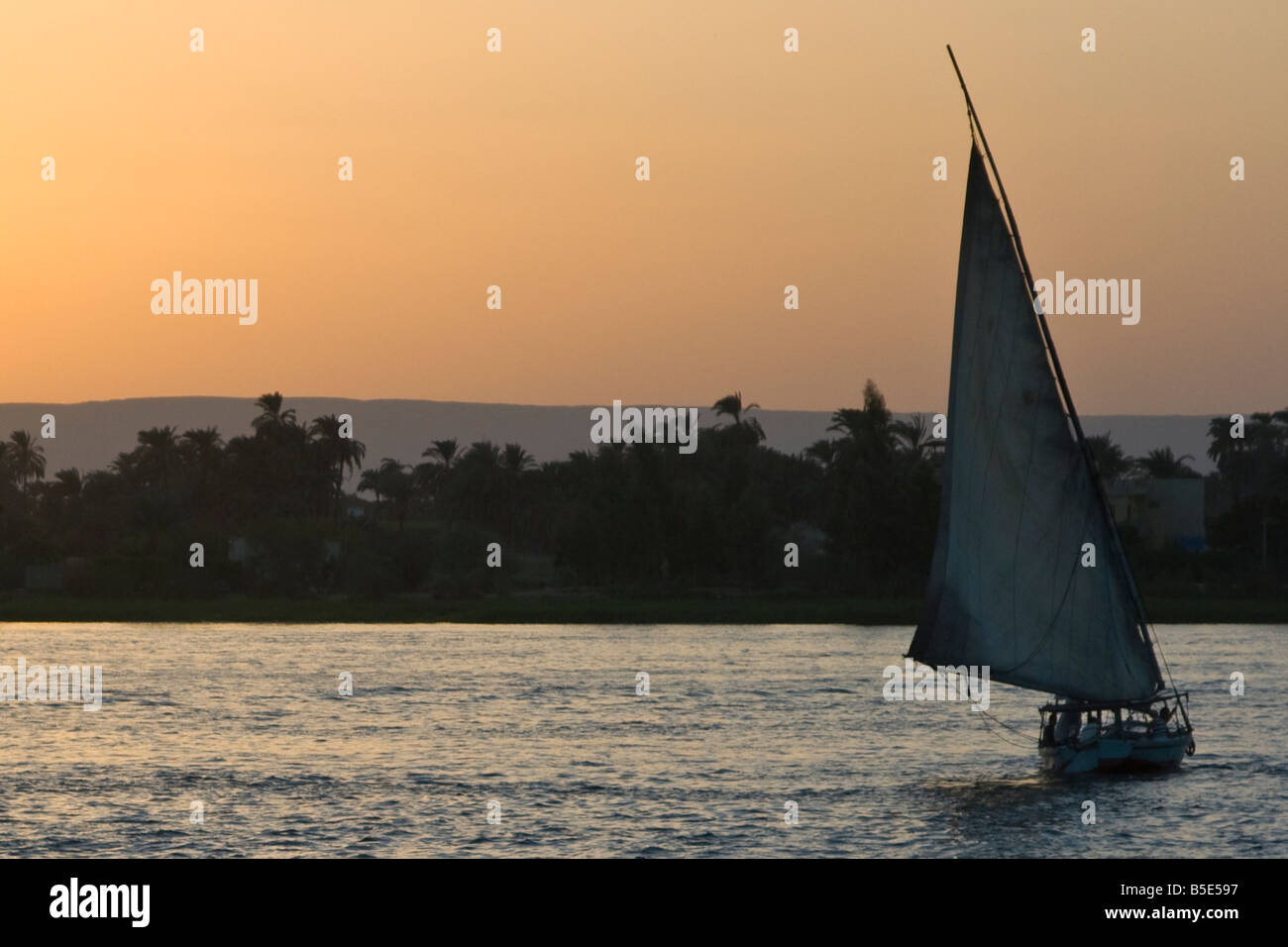 Felucca Sailboat on the Nile River in Luxor Egypt Stock Photo - Alamy