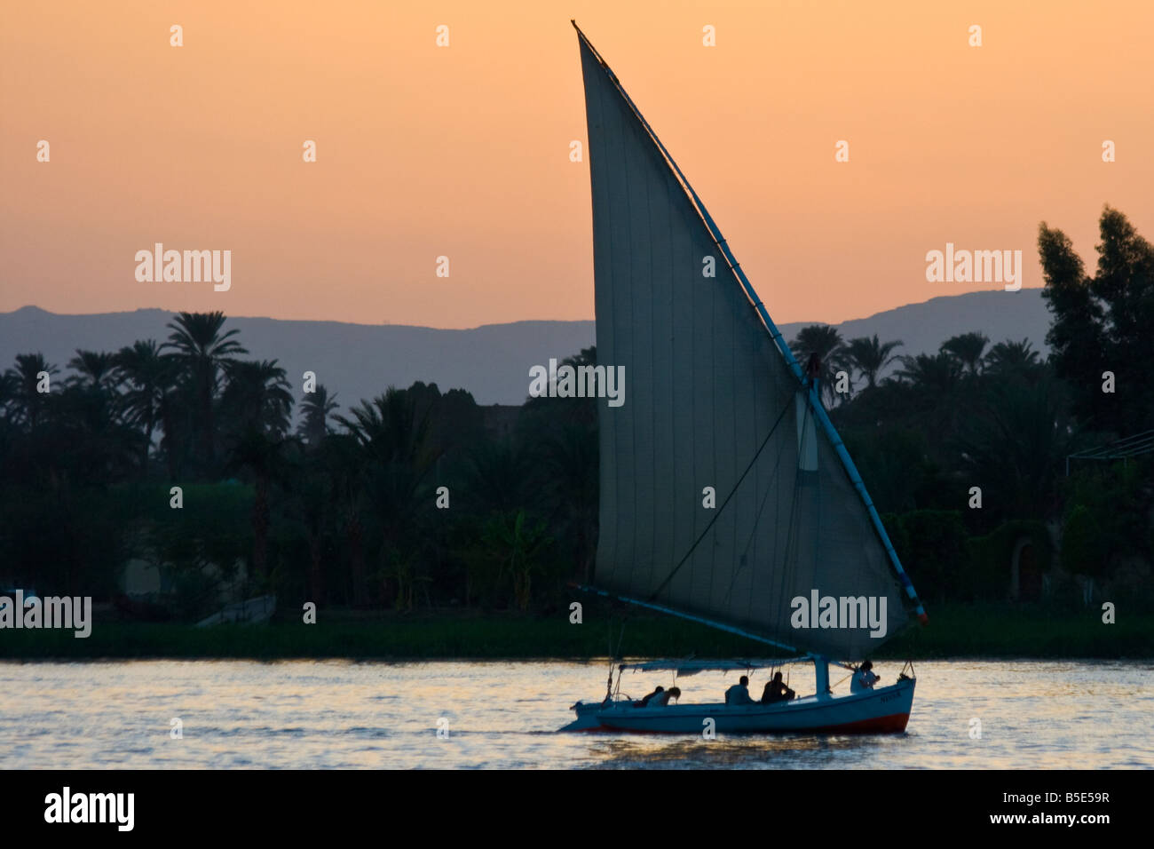 Felucca Sailboat on the Nile River in Luxor Egypt Stock Photo - Alamy