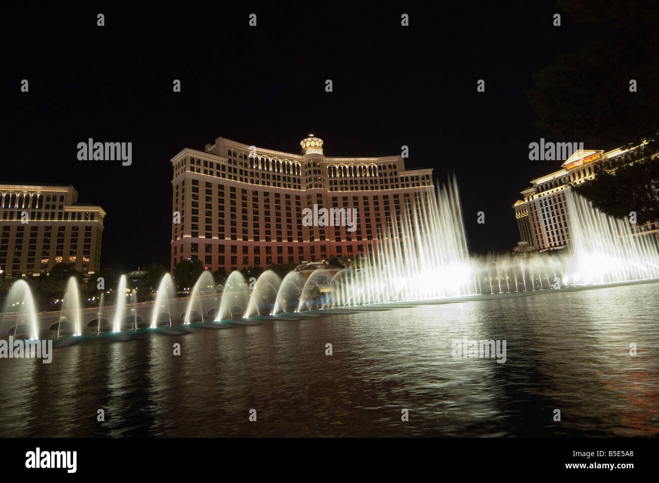 The Bellagio Hotel with its famous fountains, The Strip (Las Vegas Boulevard), Las Vegas, Nevada