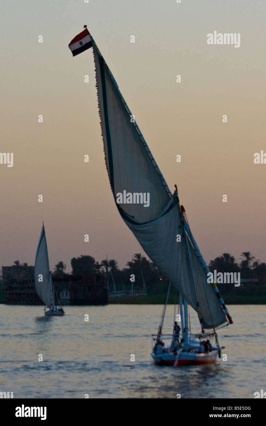 Felucca Sailboat on the Nile River in Luxor Egypt Stock Photo - Alamy