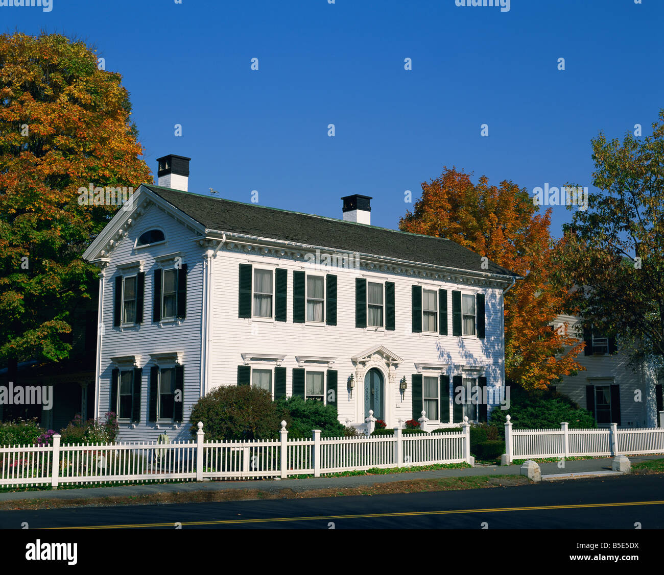 Traditional large white house at Woodstock a quintessential New England ...