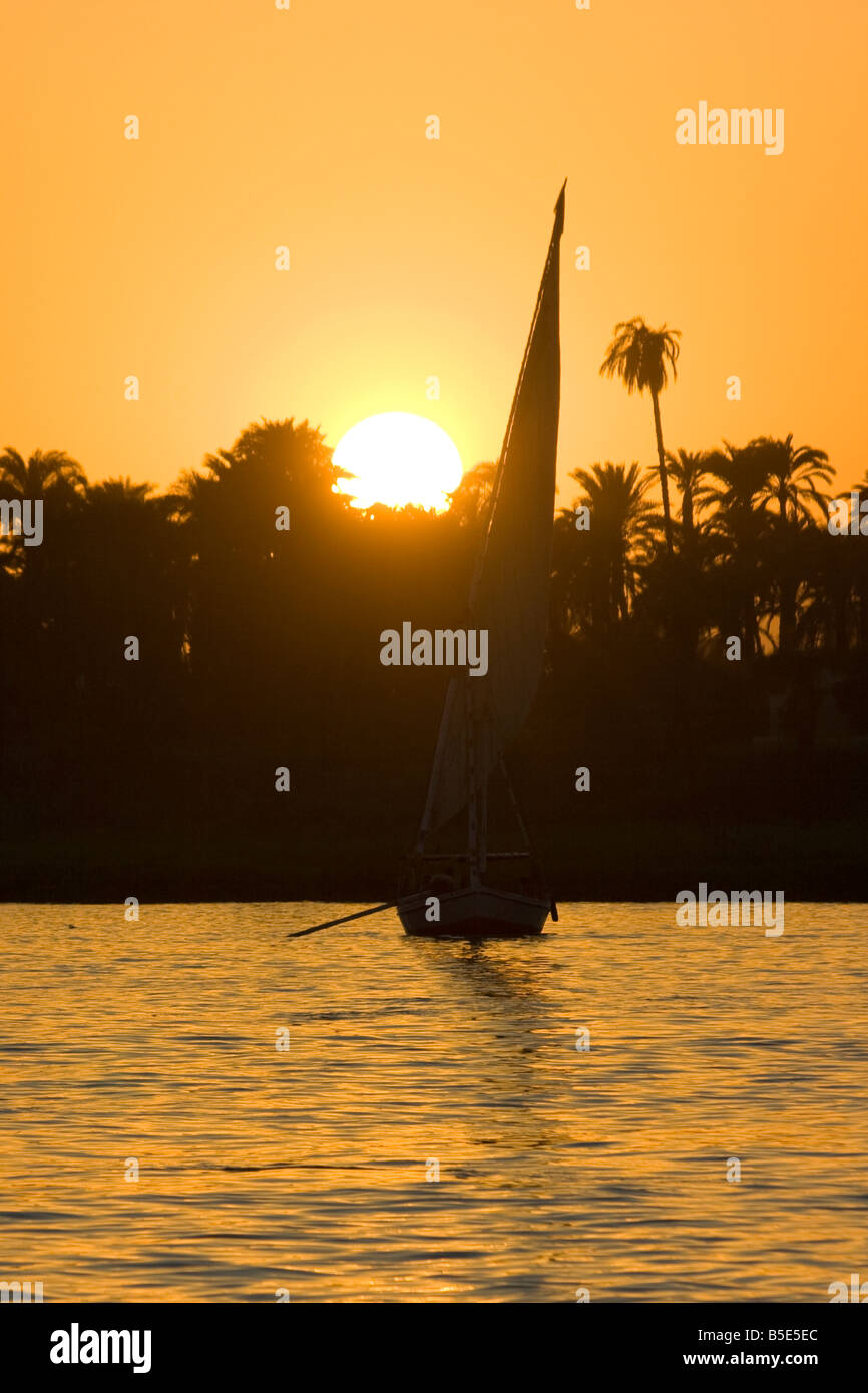 Felucca Sailboat on the Nile River in Luxor Egypt Stock Photo