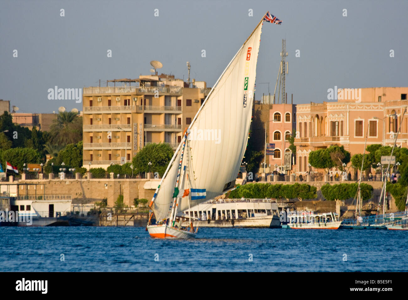 Felucca Sailboat on the Nile River in Luxor Egypt Stock Photo - Alamy
