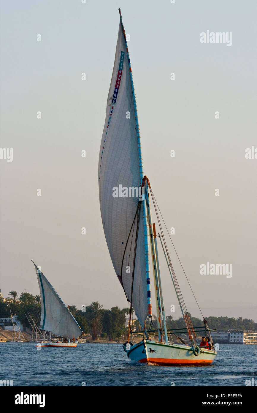 Felucca Sailboat on the Nile River in Luxor Egypt Stock Photo
