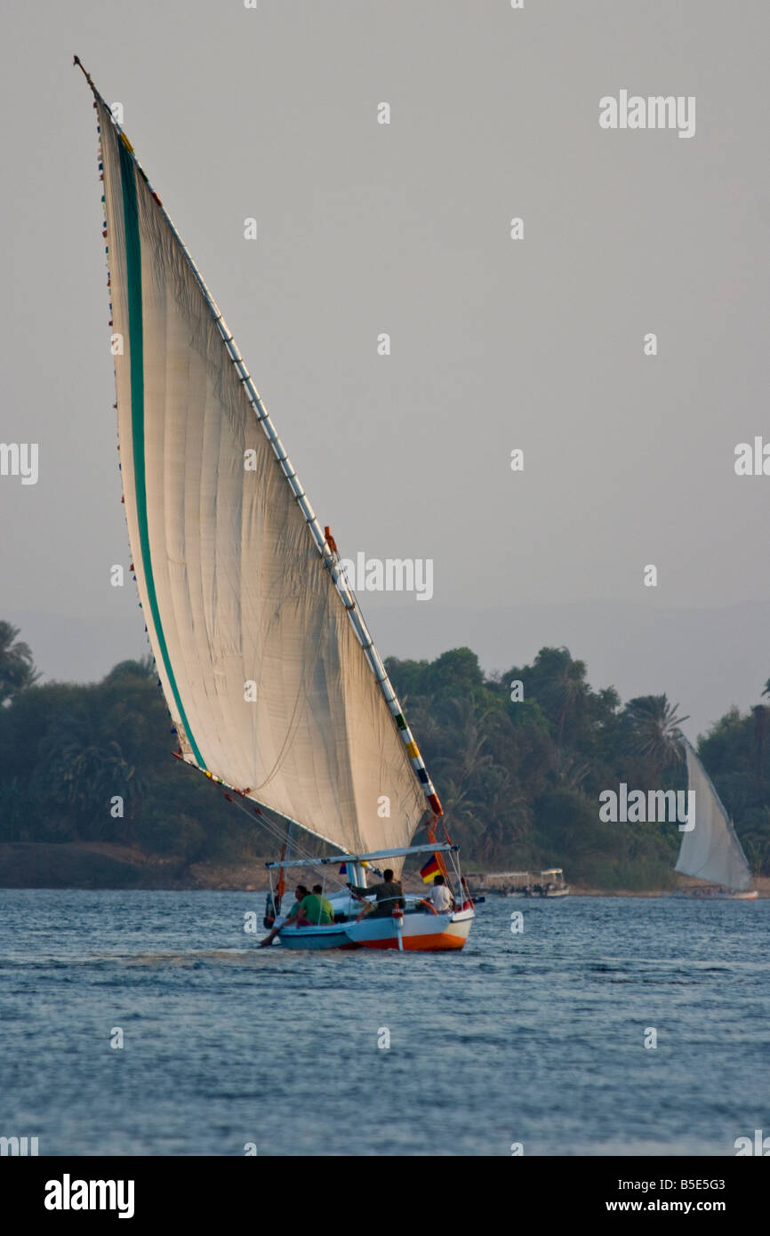 Felucca Sailboat on the Nile River in Luxor Egypt Stock Photo - Alamy