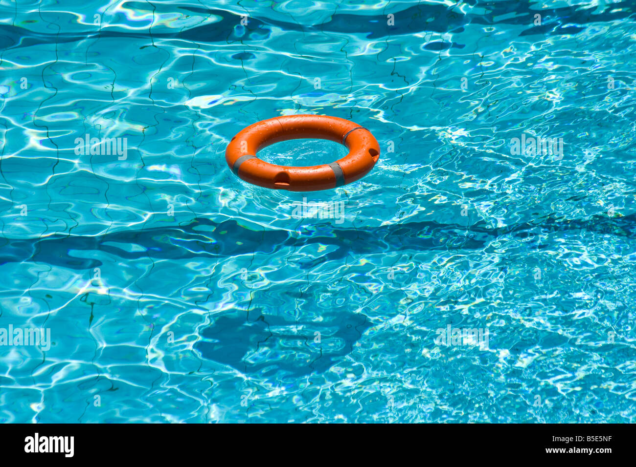 Life Preserver in a Swimming Pool Stock Photo Alamy