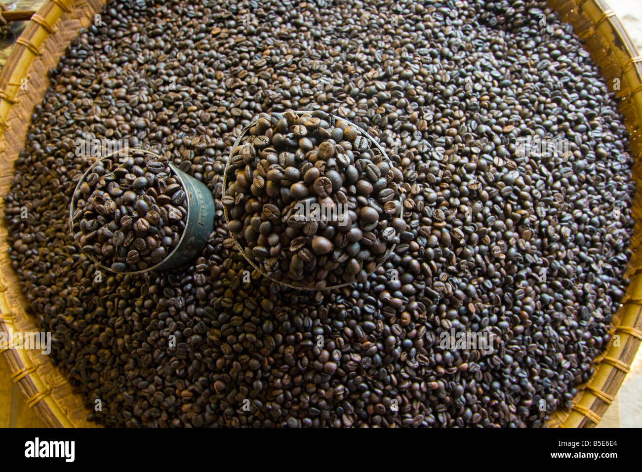 Sulawesi Coffee in a Market in Rantepao on Sulawesi in Indonesia Stock Photo