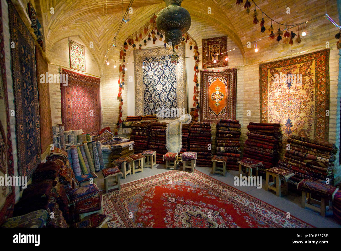 Persian Carpet Shop in Bazaar e in Esfahan Iran Stock Photo Alamy