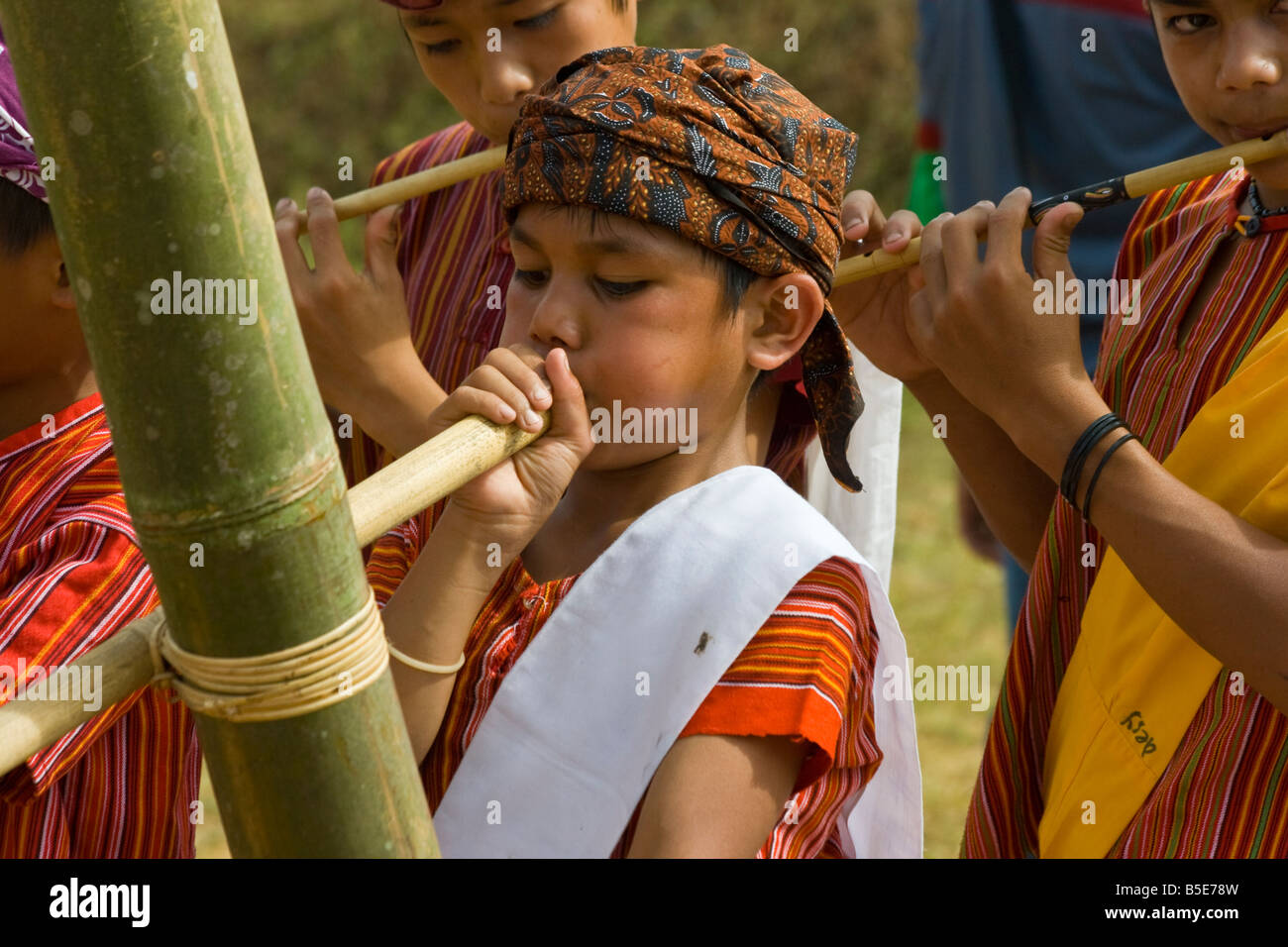 Children Playing Traditional Musical Instruments on National Day