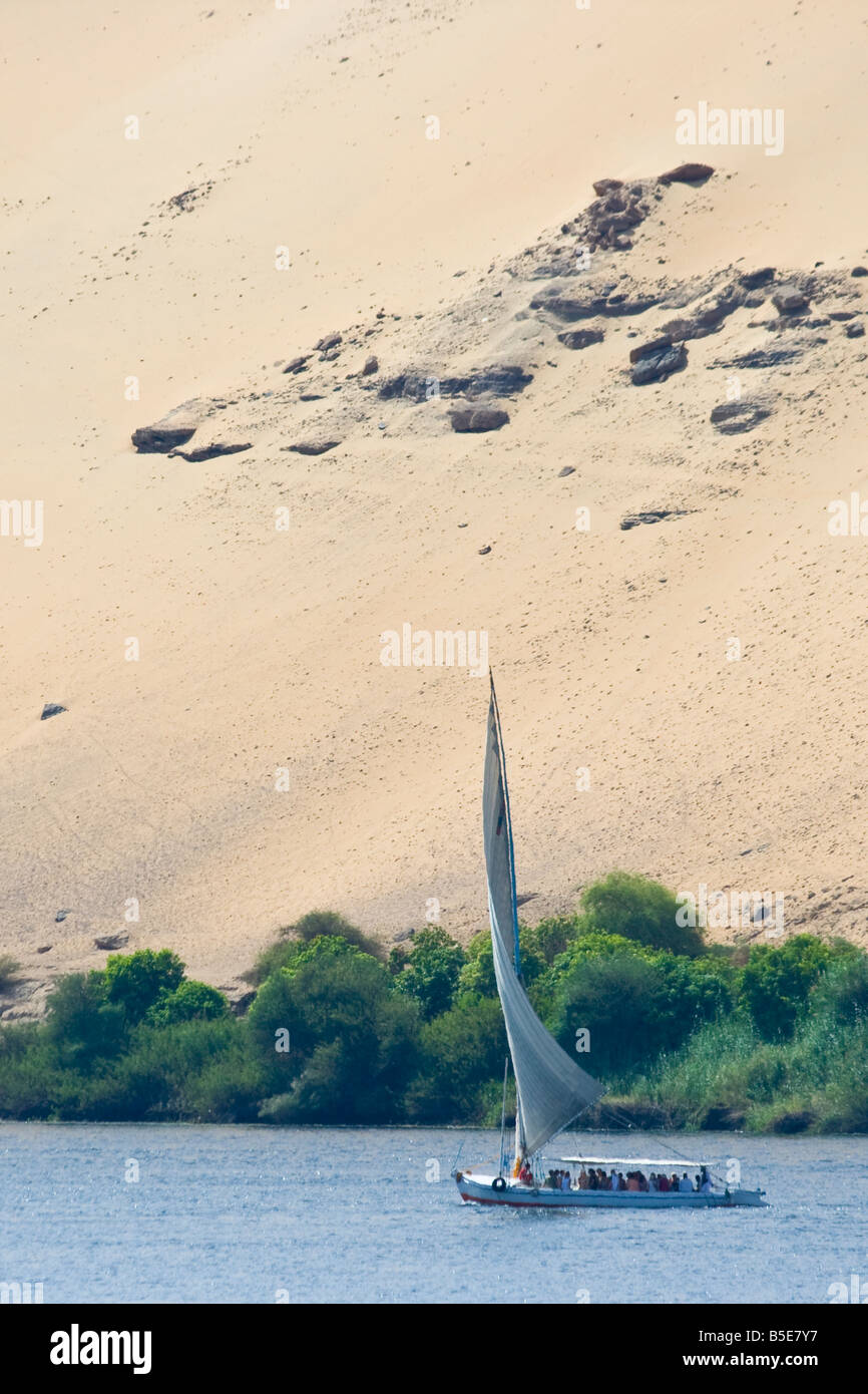 Felucca Sailboat in the Nile River at Aswan Egypt Stock Photo - Alamy
