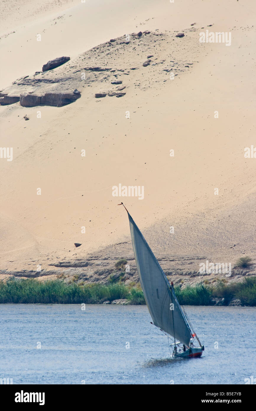 Felucca Sailboat in the Nile River at Aswan Egypt Stock Photo - Alamy