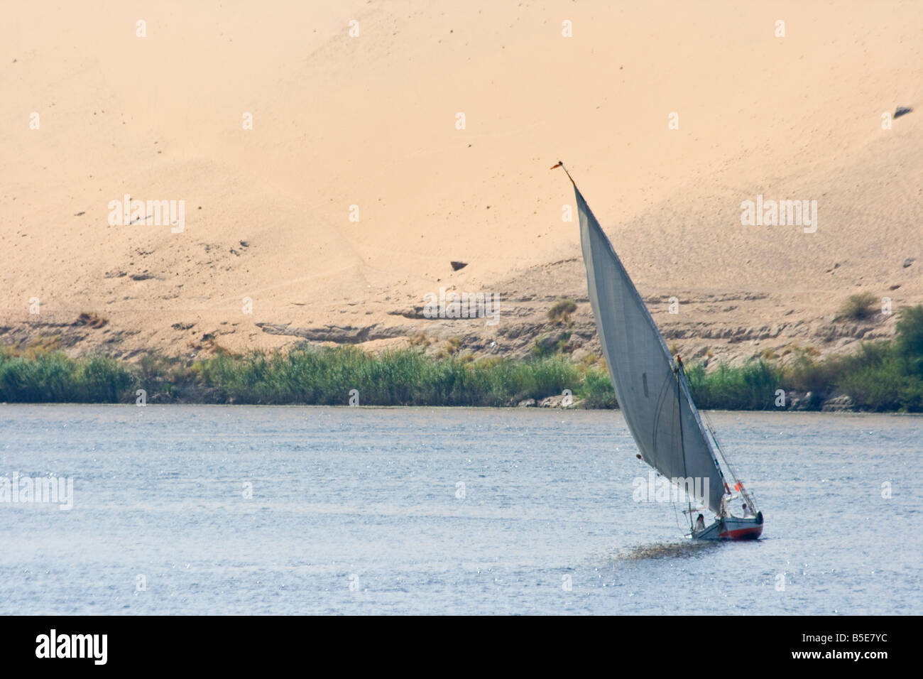 Felucca Sailboat in the Nile River at Aswan Egypt Stock Photo - Alamy