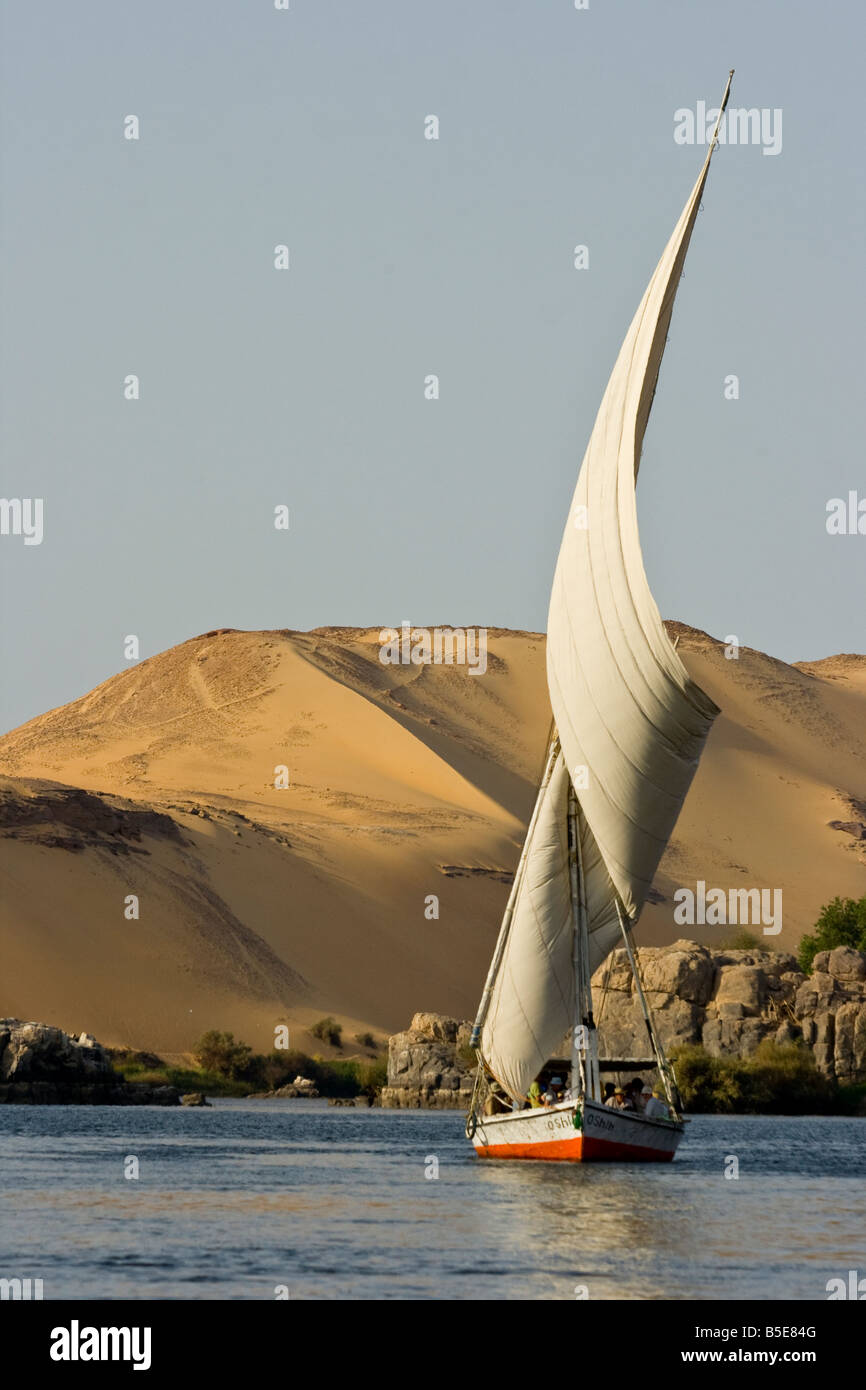 Felucca Sailboat on the Nile River in Aswan Egypt Stock Photo - Alamy