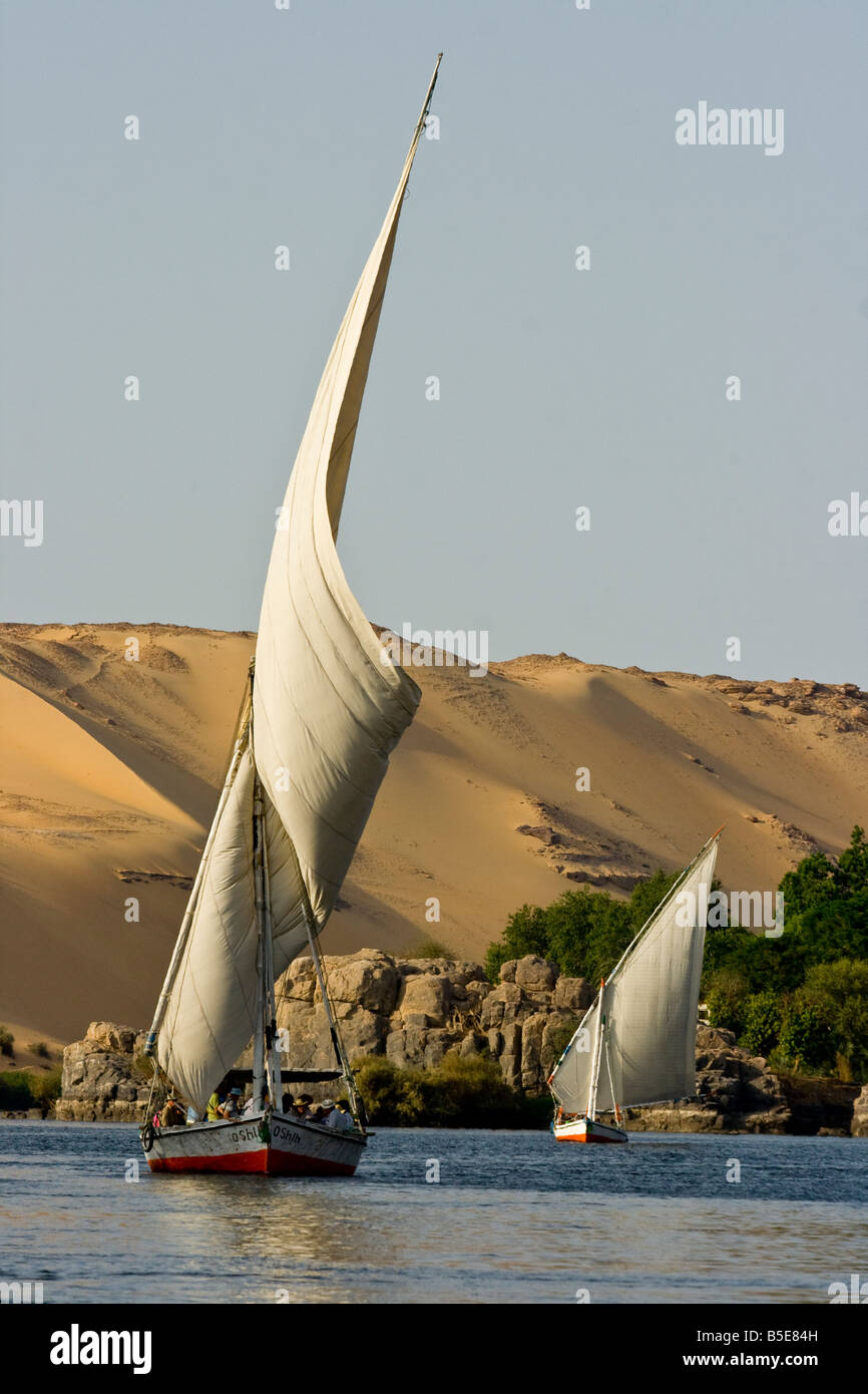 Felucca Sailboat on the Nile River in Aswan Egypt Stock Photo - Alamy