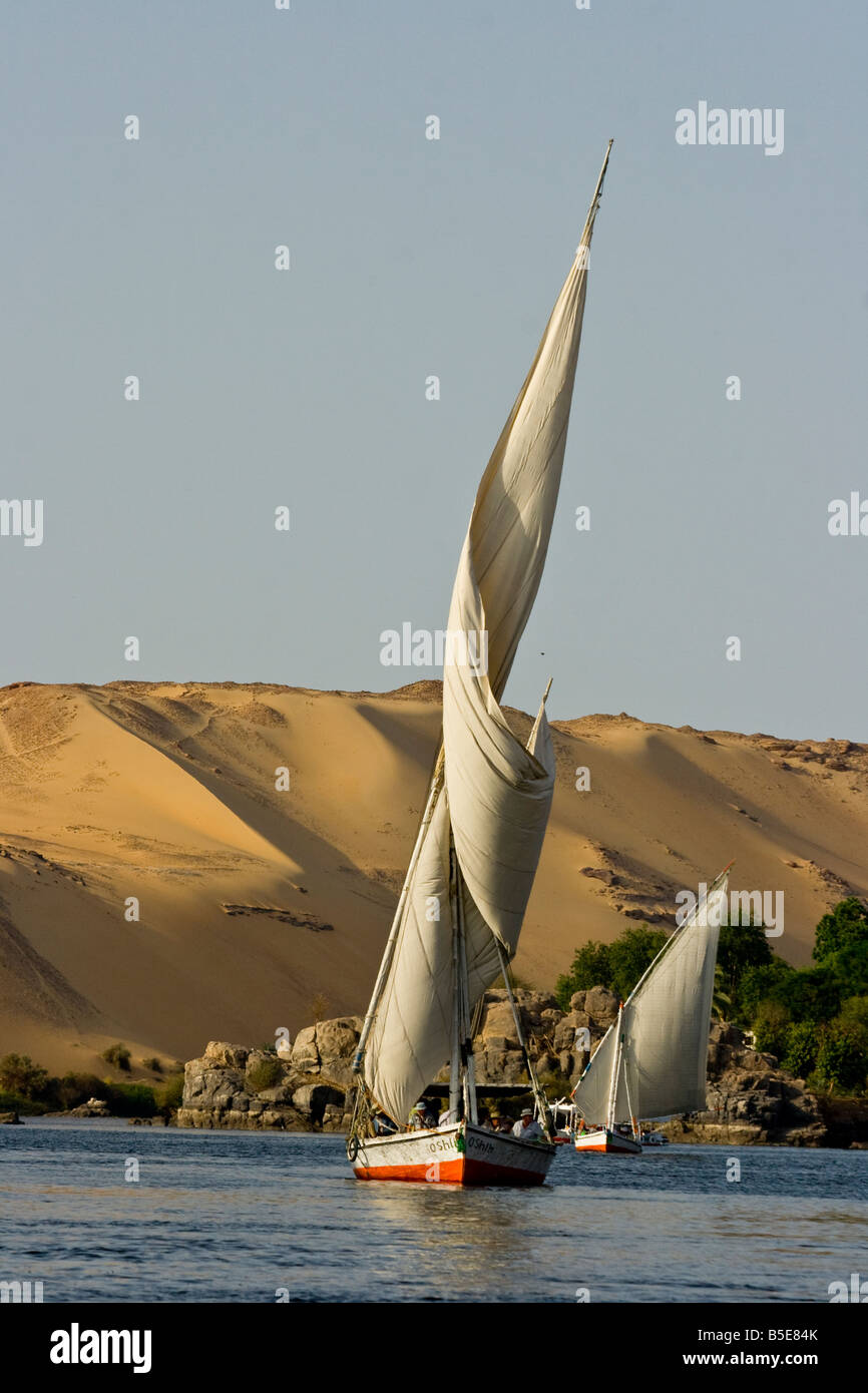 Felucca Sailboat on the Nile River in Aswan Egypt Stock Photo - Alamy