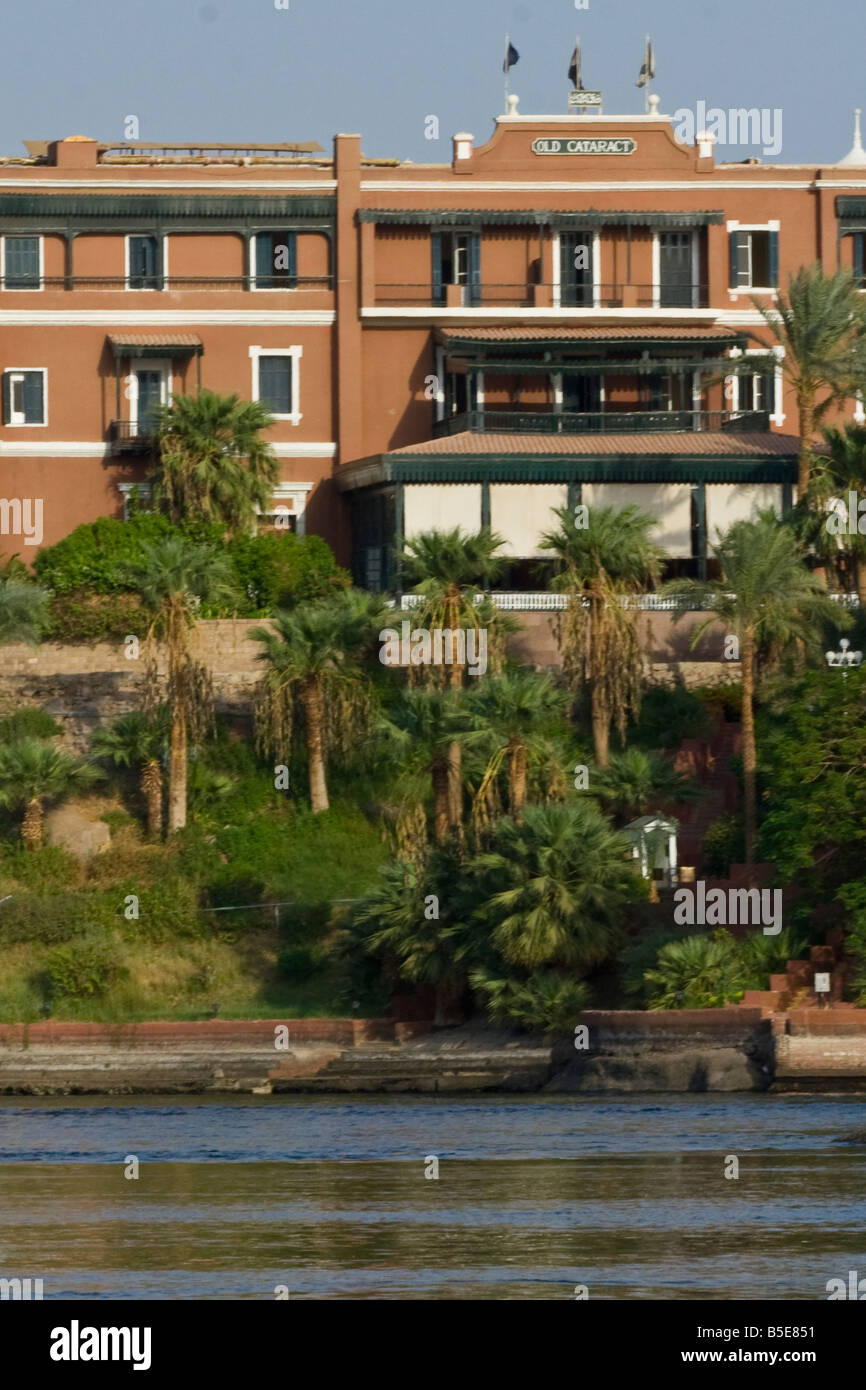 Historic Old Cataract Hotel on the Nile River in Aswan Egypt Stock Photo