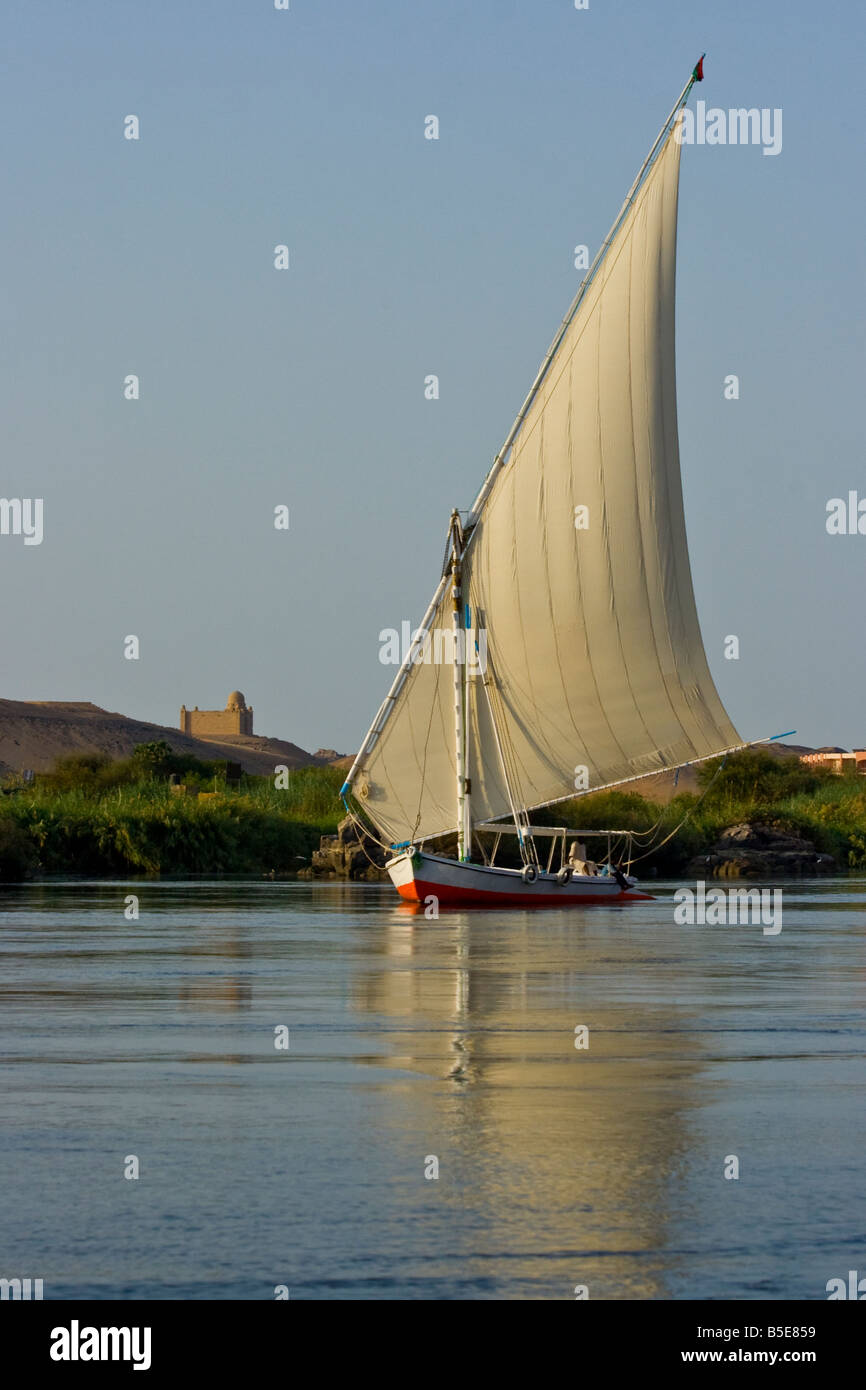 Felucca Sailboat on the Nile River in Aswan Egypt Stock Photo - Alamy
