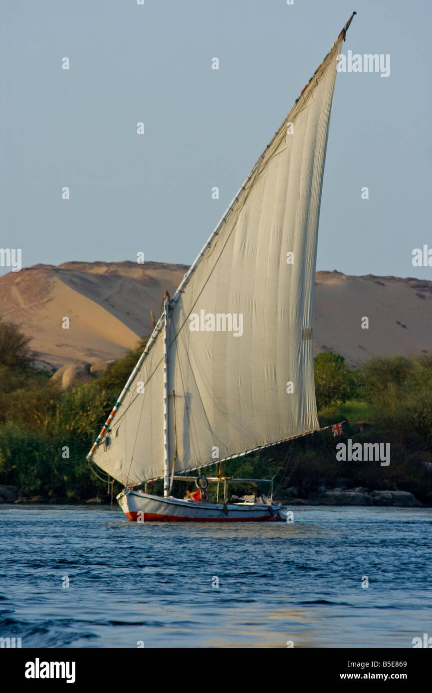 Felucca Sailboat on the Nile River in Aswan Egypt Stock Photo - Alamy