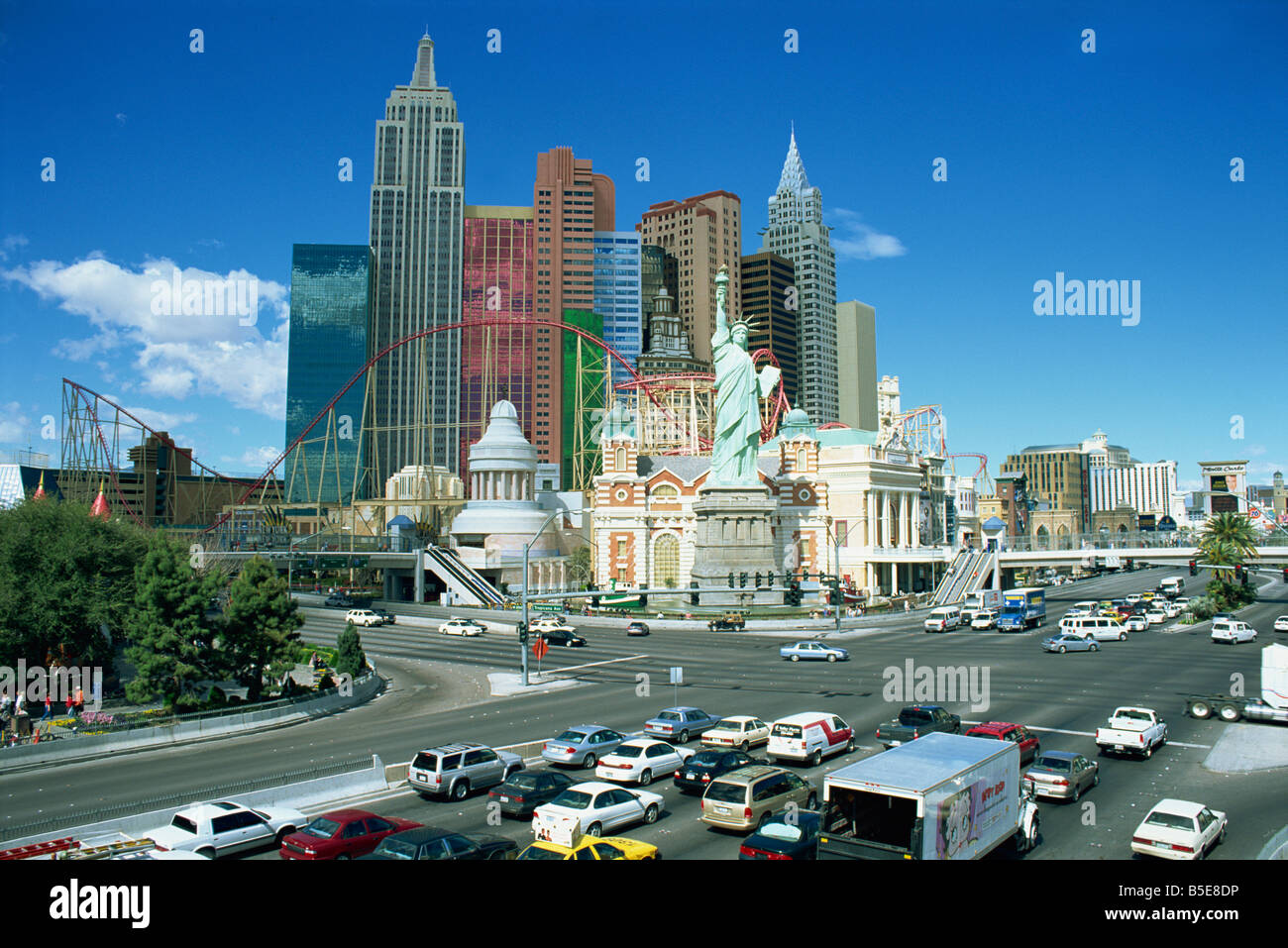Hotel NewYork NewYork 1 3 size replica of original building Las Vegas Nevada USA J Lightfoot Stock Photo